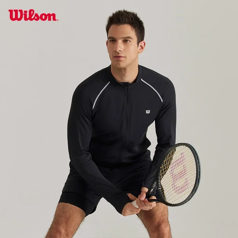 Wilson Men Zip Up Knit Jacket Full Zip Sports Training Outerwear