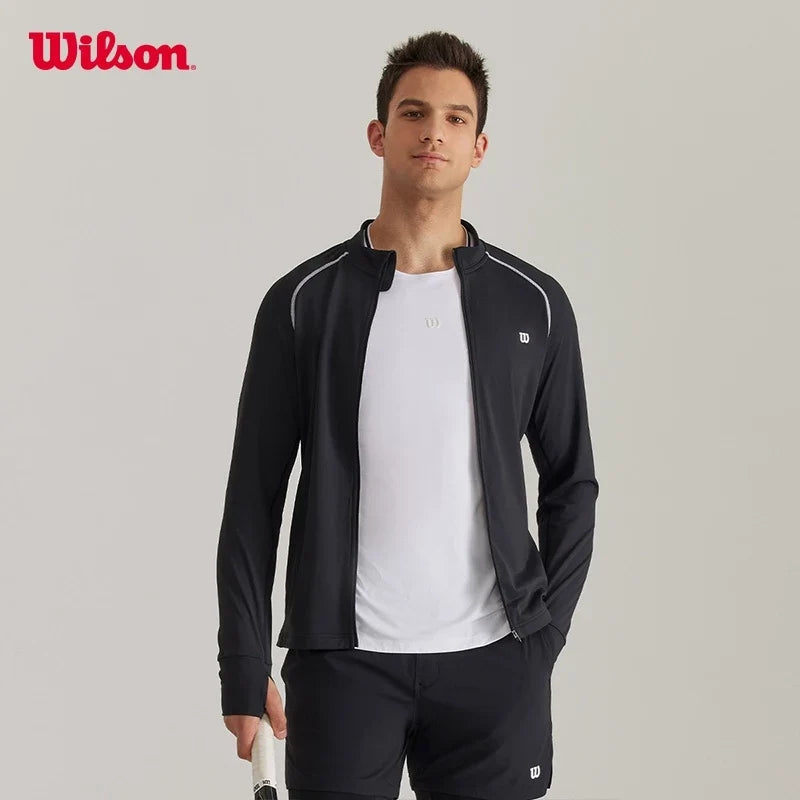 Wilson Men Zip Up Knit Jacket Full Zip Sports Training Outerwear