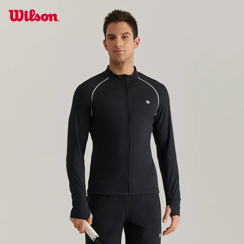 Wilson Men Zip Up Knit Jacket Full Zip Sports Training Outerwear