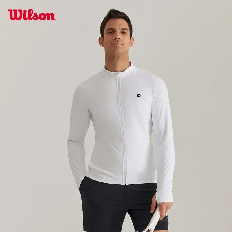 Wilson Men Zip Up Knit Jacket Full Zip Sports Training Outerwear