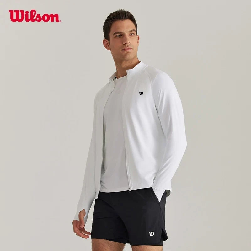 Wilson Men Zip Up Knit Jacket Full Zip Sports Training Outerwear