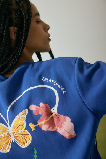 BLUE OVERSIZED T-SHIRT IN THE BUTTERFLY ANATOMY PRINT