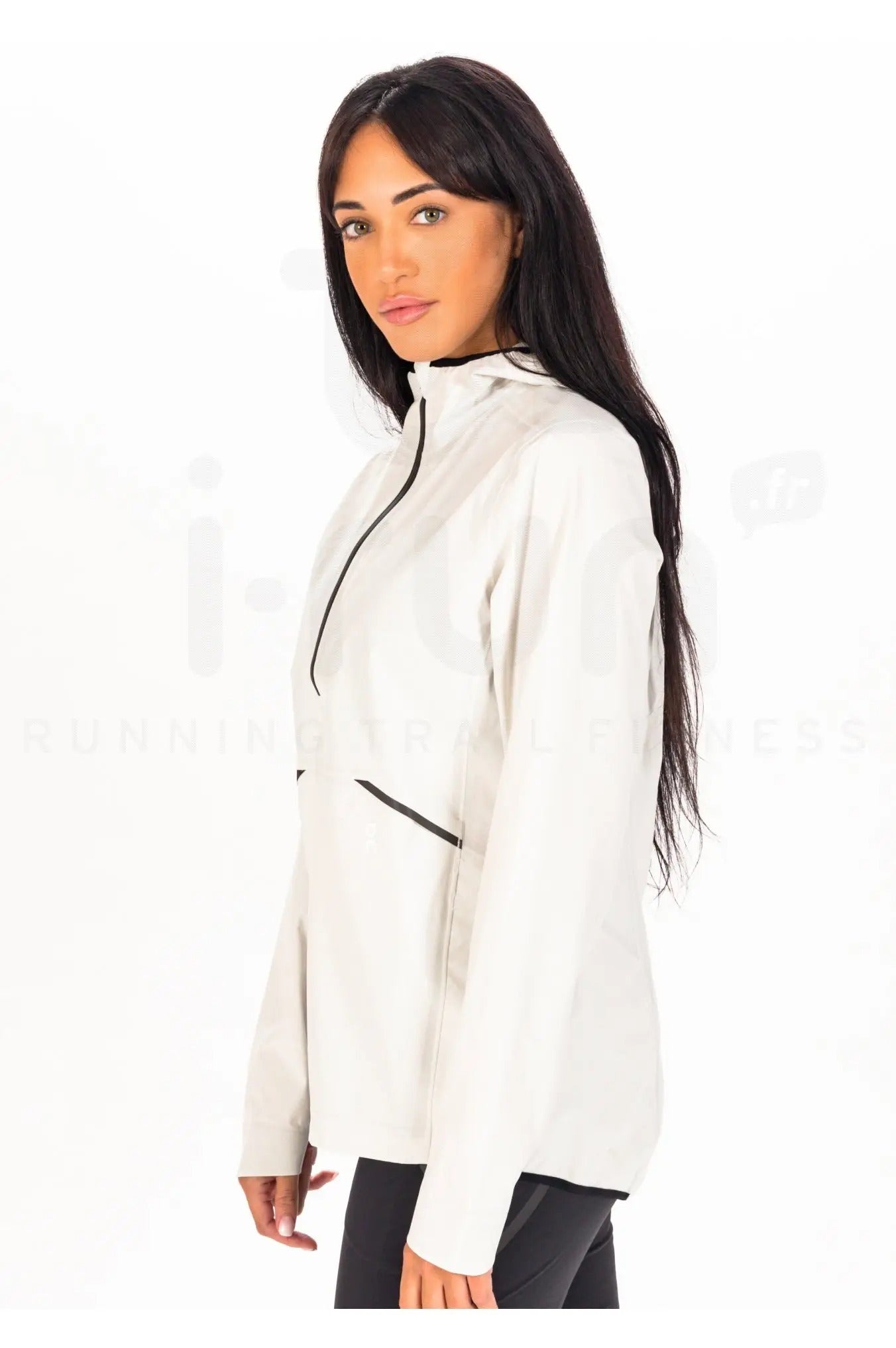 ON Women White Polyester Blend Hoodie Anorak