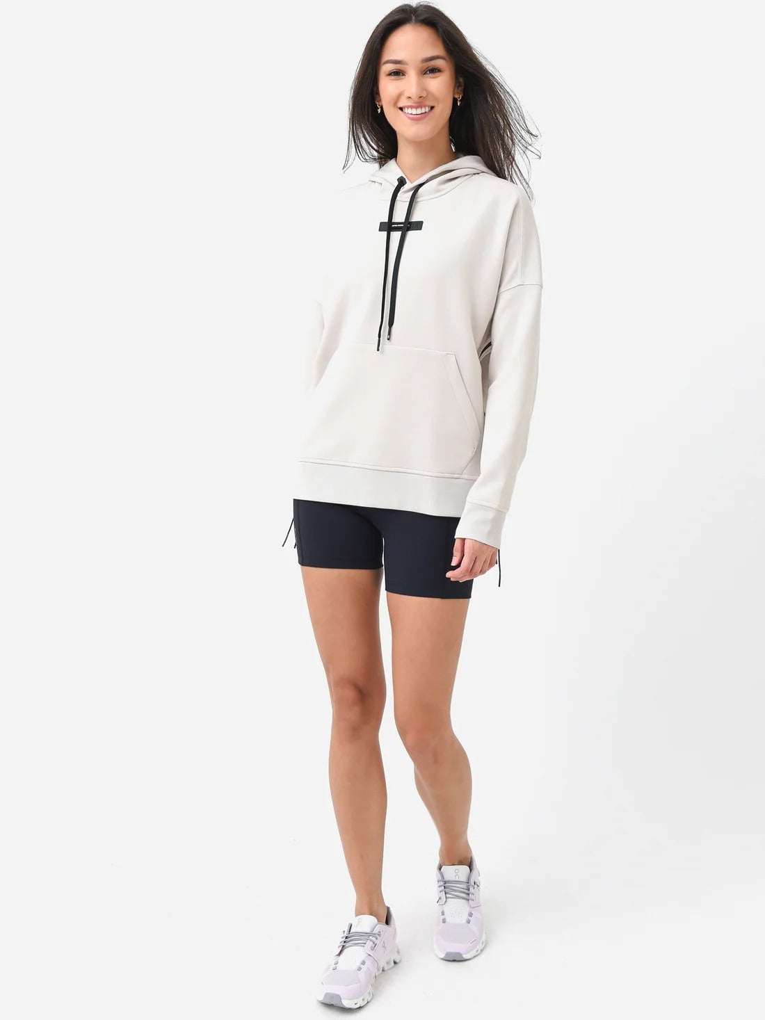 ON Women White Cotton Blend Hood Hoodie