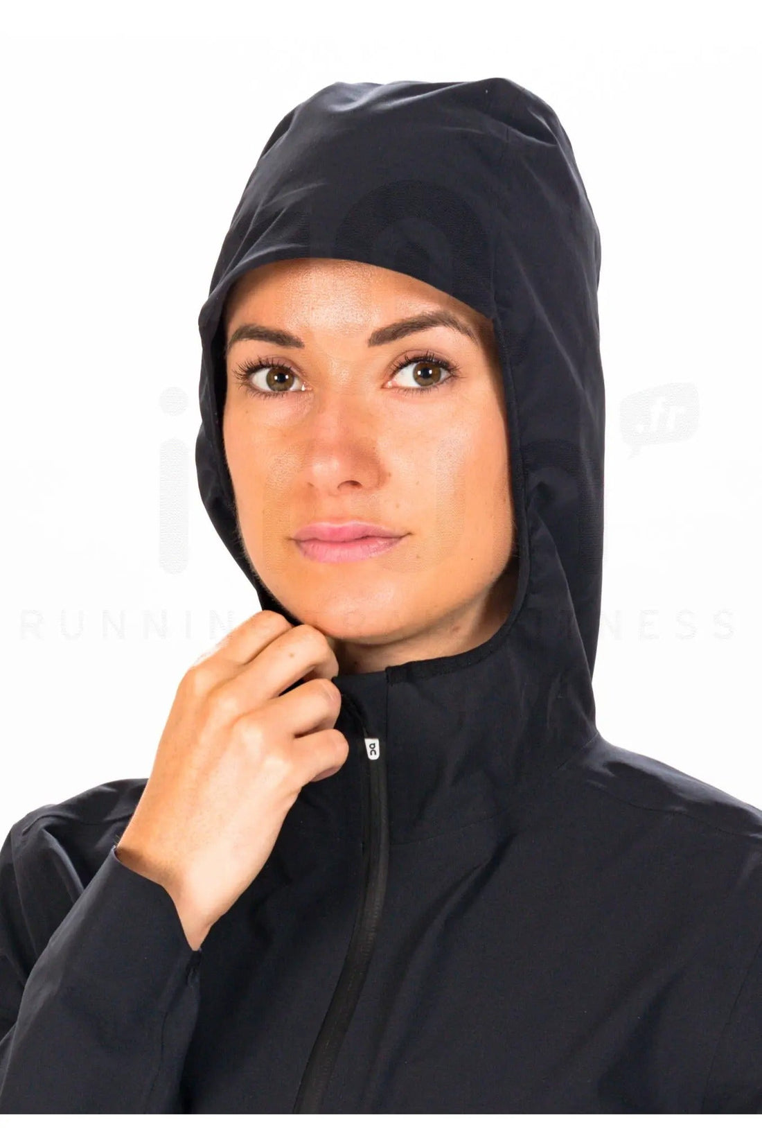 ON Women Black Polyester Blend Hoodie Anorak