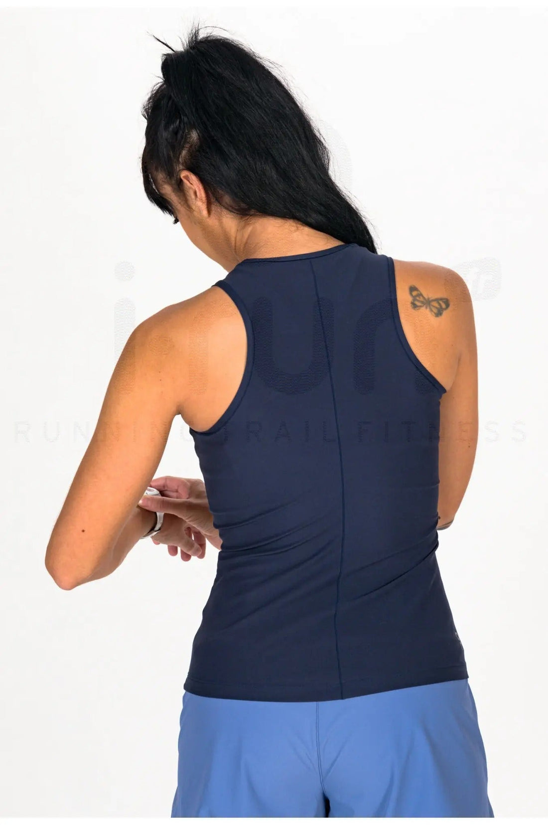 ON Women Navy Cotton Blend Sports Tank Top