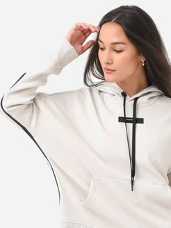 ON Women White Cotton Blend Hood Hoodie