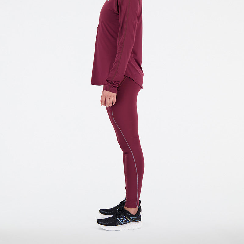 New Balance Burgundy Woman's Tights-WP21273