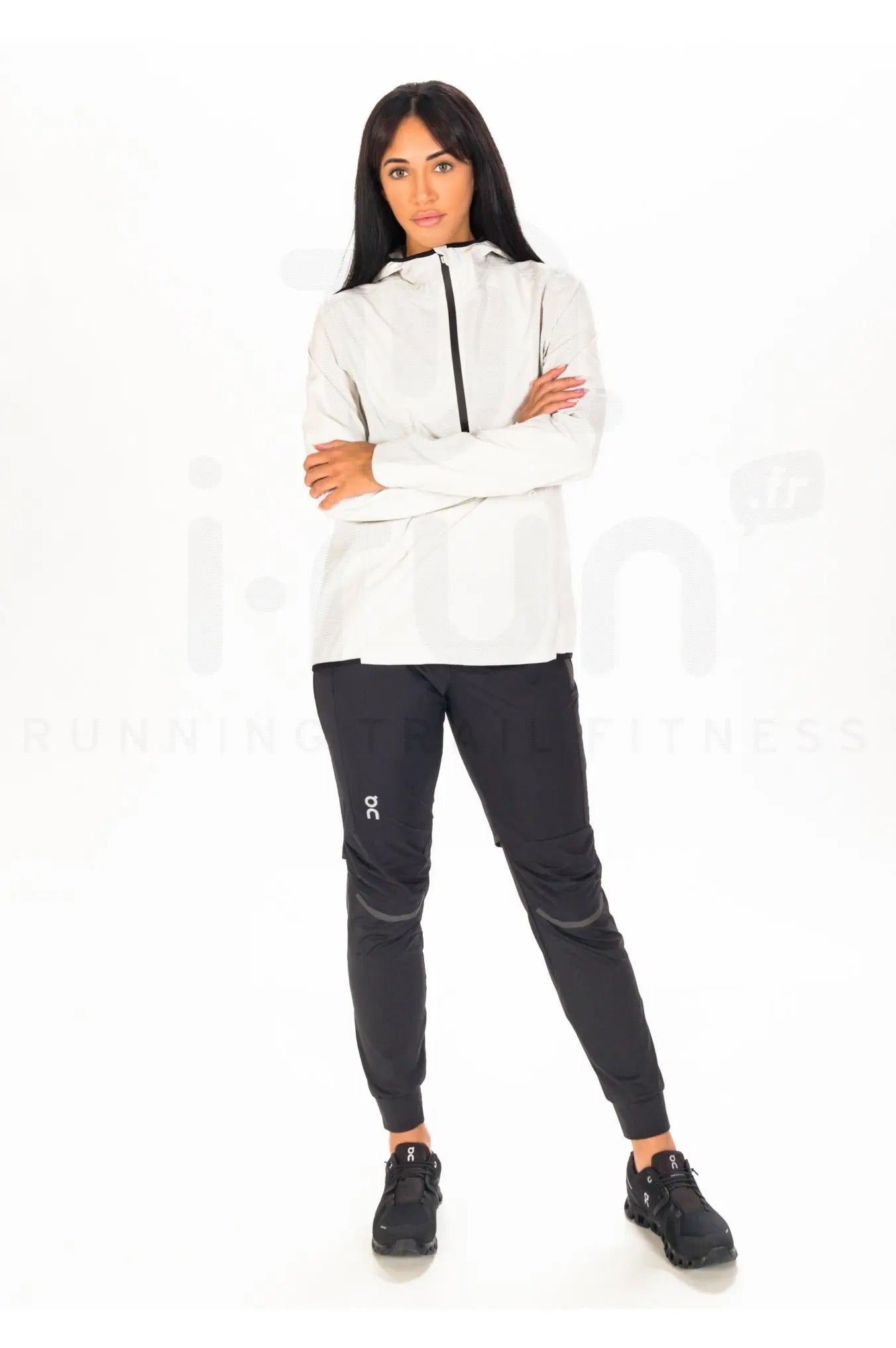 ON Women White Polyester Blend Hoodie Anorak