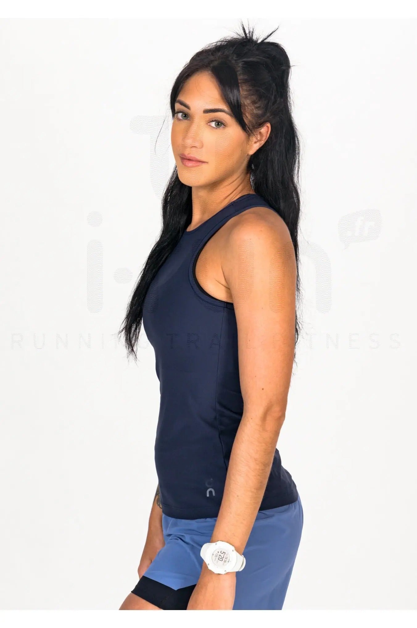 ON Women Navy Cotton Blend Sports Tank Top