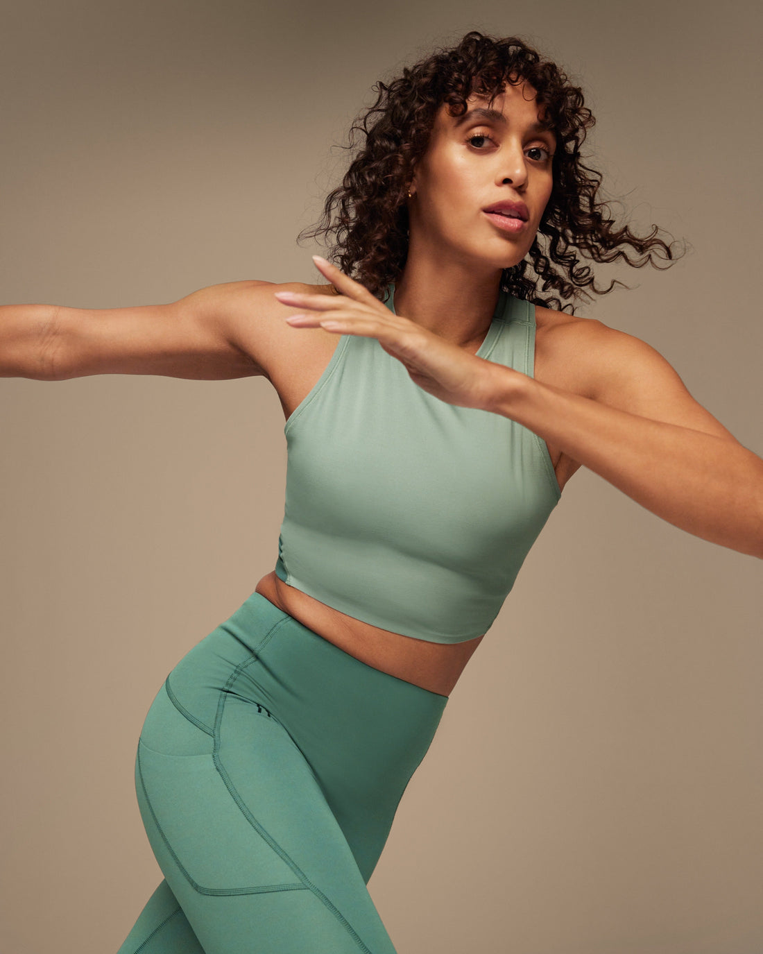 ON Women Green Cotton Blend Crew Neck Top