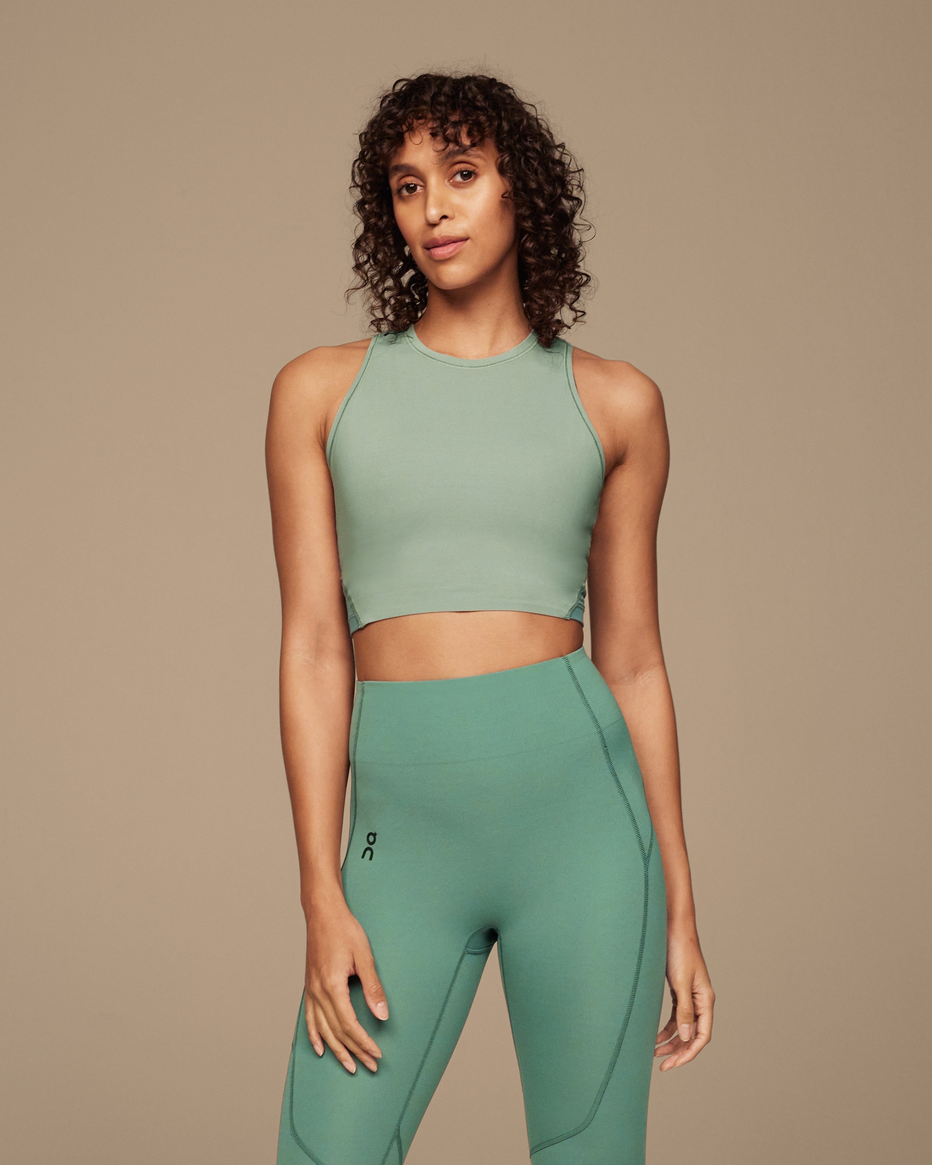 ON Women Green Cotton Blend Crew Neck Top