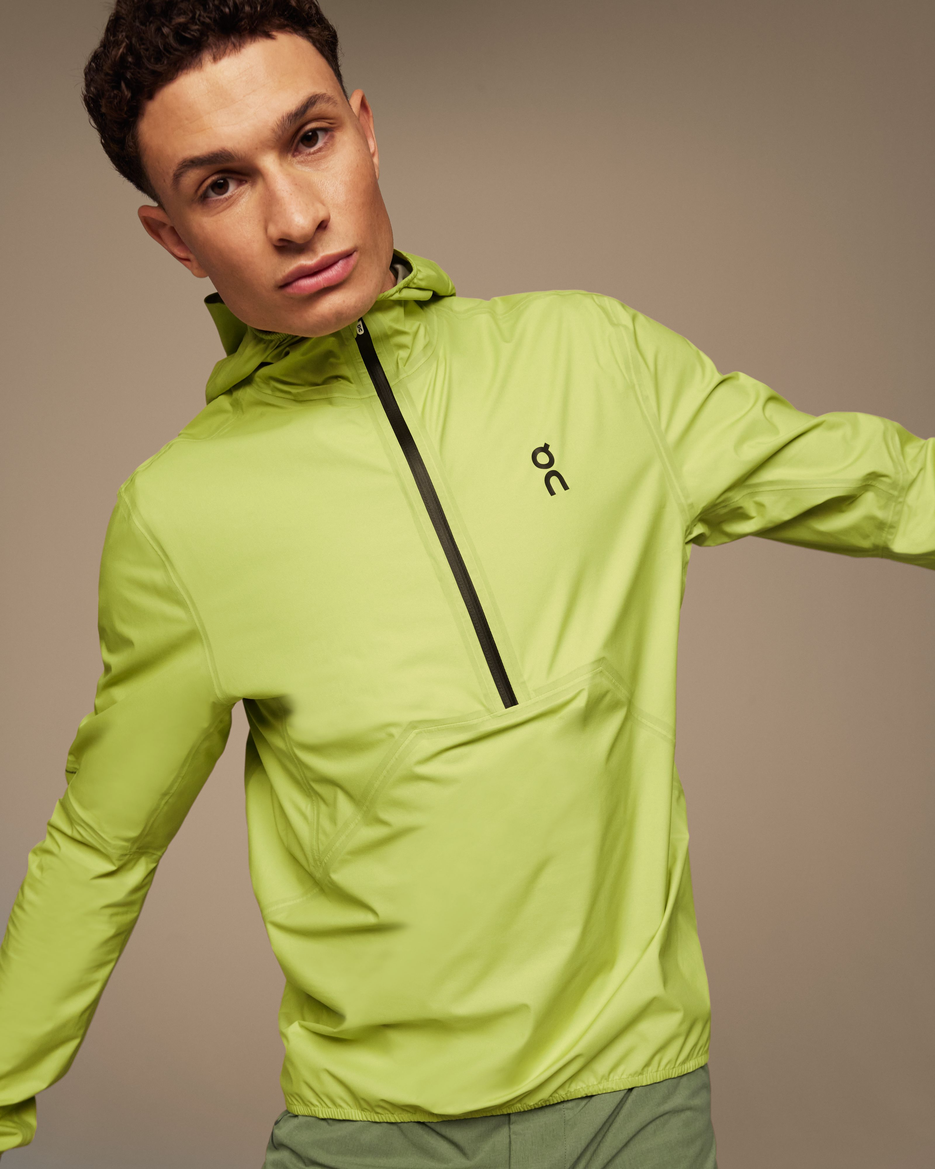 ON Men Yellow Polyester Blend Hoodie Anorak