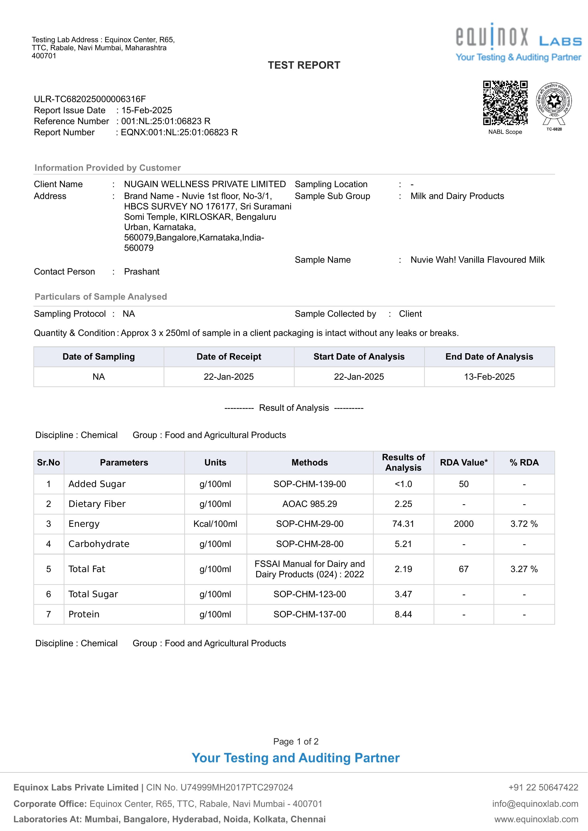 20g Protein Shake - Vanilla