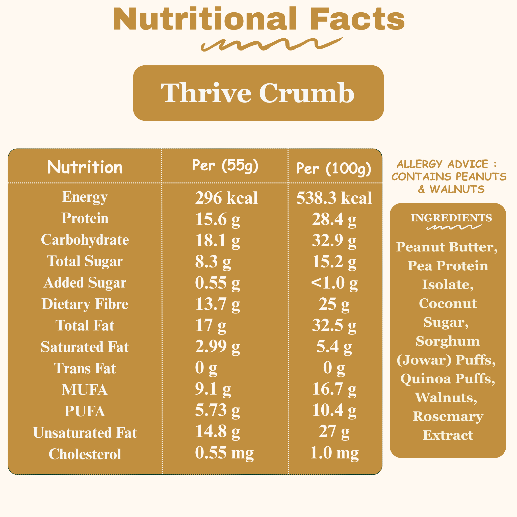 OnReal Thrive Crumb Plant-Based Protein Bars | 15g Plant Protein, No Refined Sugar, High Fibre | Peanut Butter & Walnuts | Made with Jowar & Quinoa Puffs | Vegan, Gluten-Free | Clean Label Snack