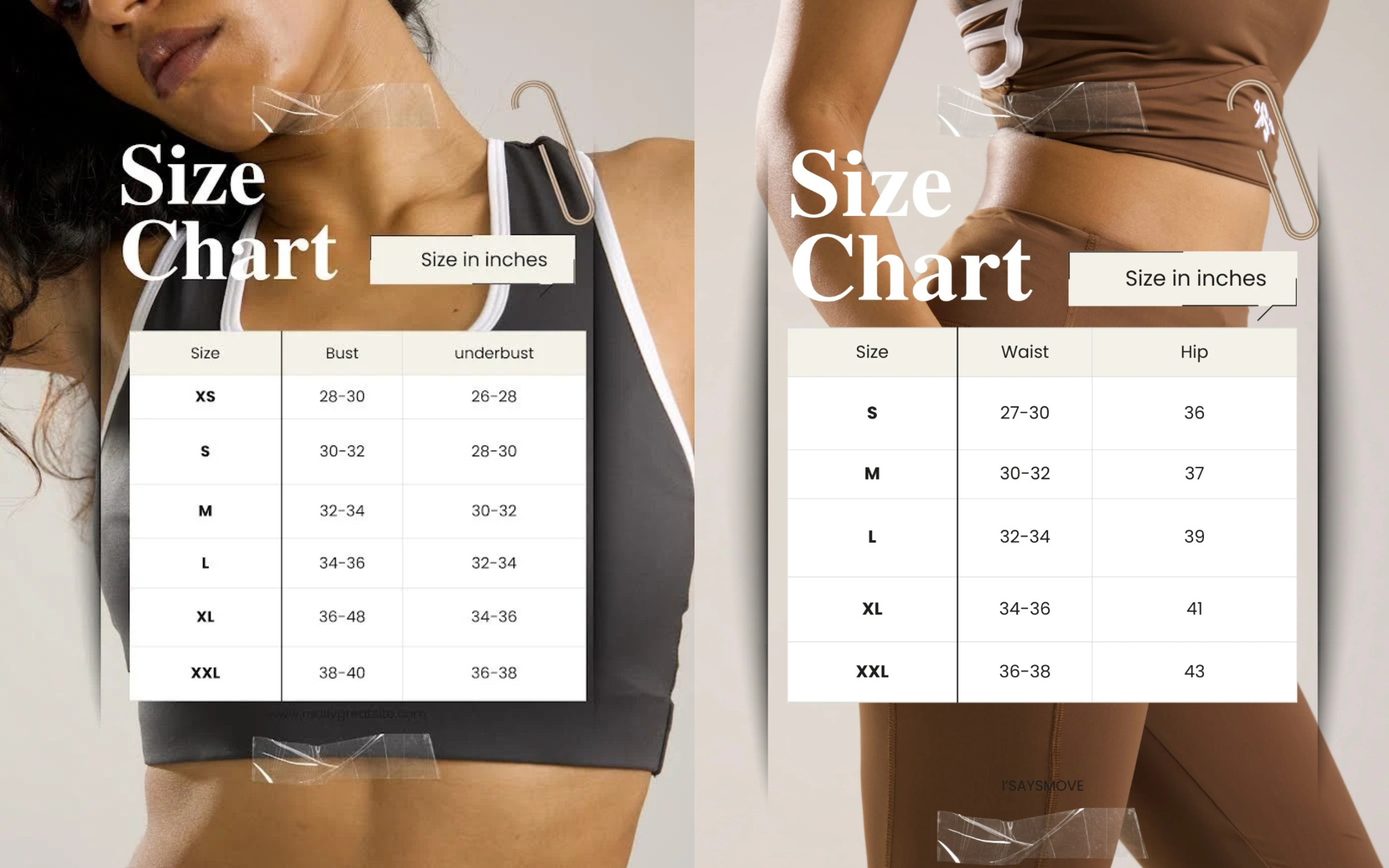 Isaymove Size Chart